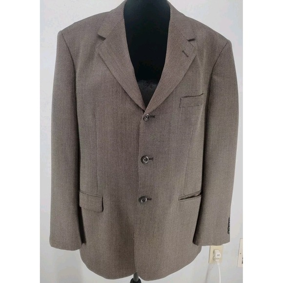 Pronto Uomo Other - Pronto Uomo Brown Wool Silk Micro Pattern Blazer Sport Coat Jacket Mens 46R